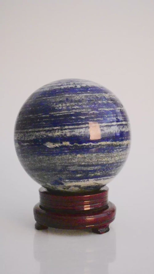 Lapis Lazuli Natural Stone Sphere with Stand