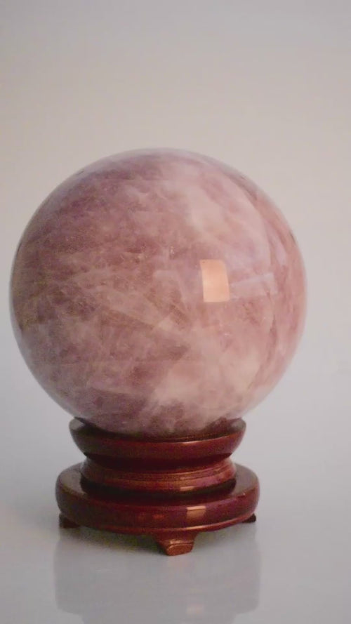 Rose Quartz Natural Stone Sphere with Stand
