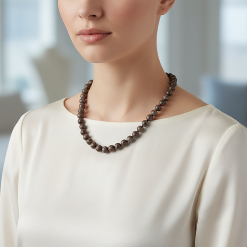 Riyolit 8 mm Düğümlü Doğal Taş Kolye