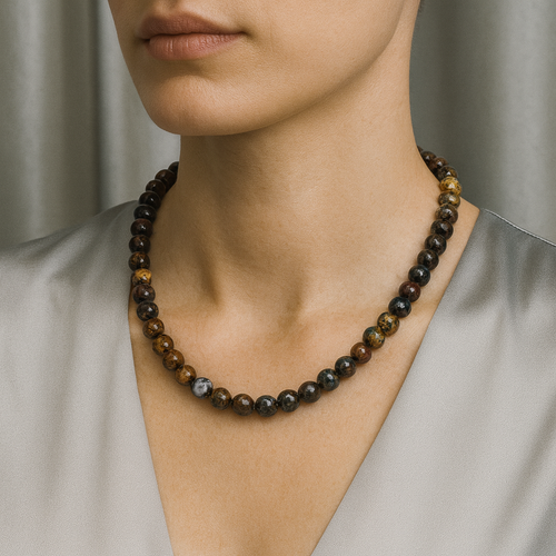 Riyolit Doğal Taş Dizi Kolye 8 mm