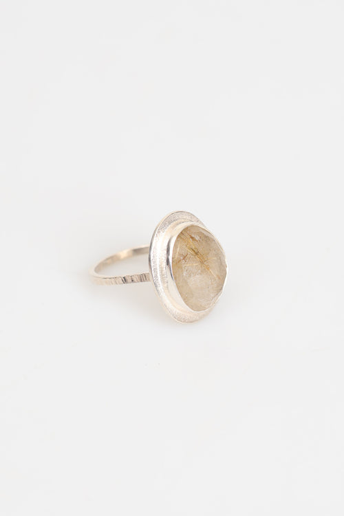 Rutilli Kuvars Doğal Taş 925 Ayar Gümüş Yüzük