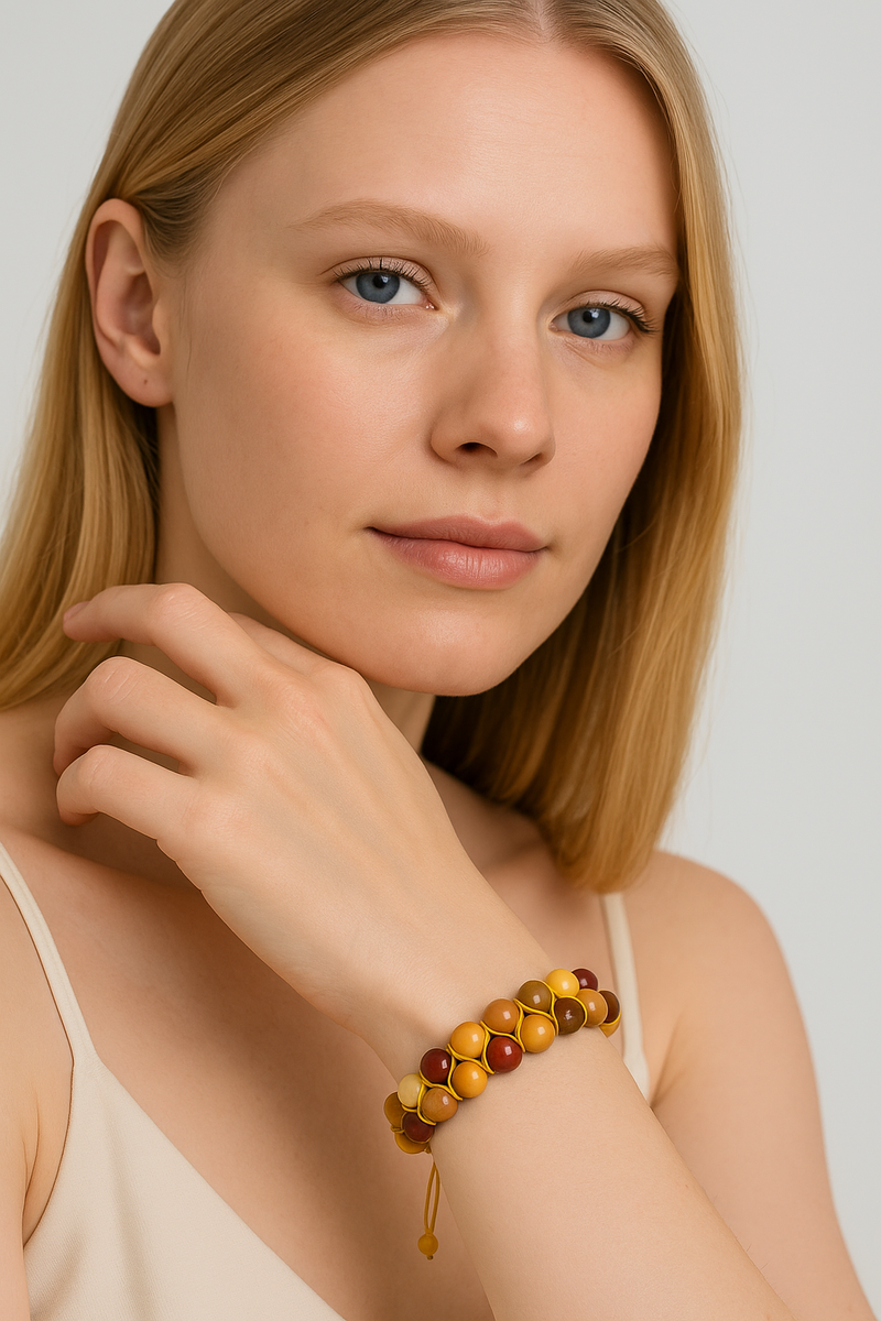 Sarı Jasper   8mm Çift Sıra Makrome Doğal Taş Bileklik - Görsel 1 - Safnaturel