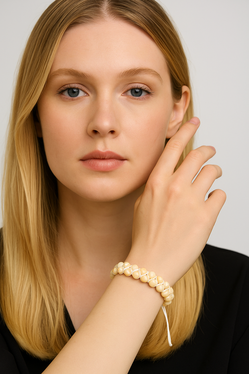 Mother of Pearl 6mm Double Row Macrame Natural Stone Bracelet