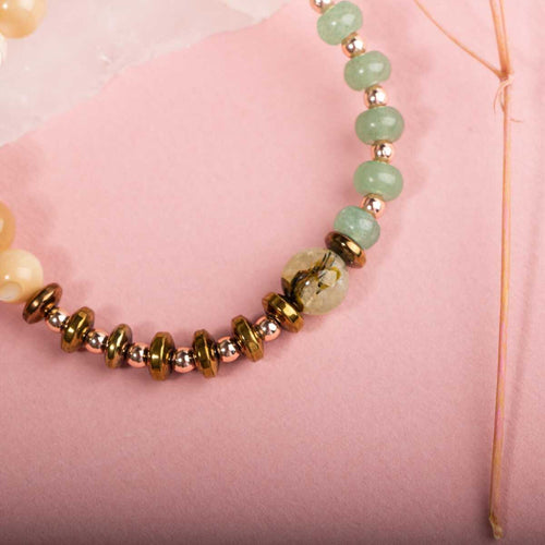 Sedef – Yeşil Aventurin – Karnelyan Akik – Prehnit Doğaltaş Bileklik