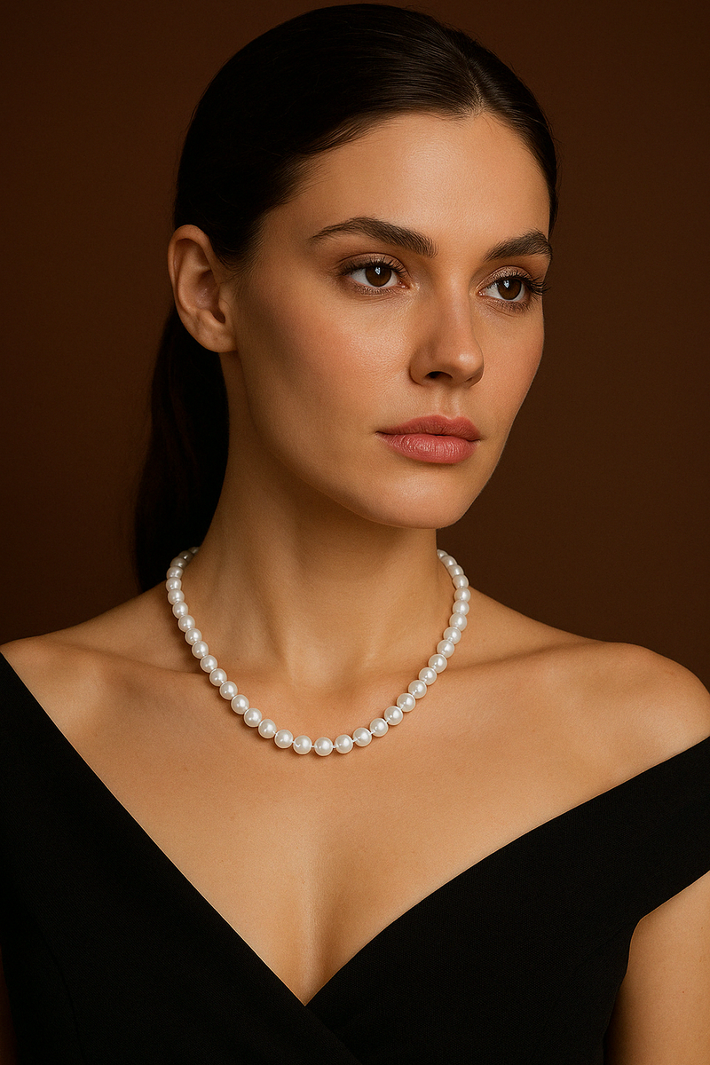 Selenit 6 mm Dizi Doğal Taş Kolye - Görsel 1 - Safnaturel