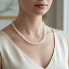 Selenit 8 mm Düğümlü Doğal Taş Kolye