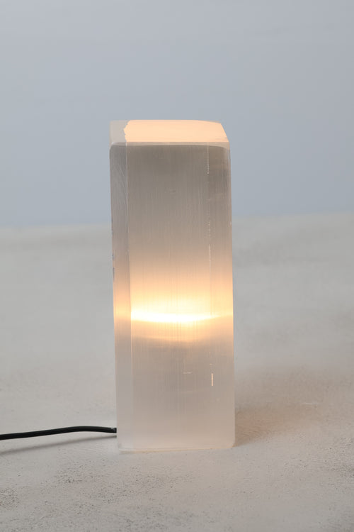 Selenit Doğal Taş Diktörtgen Lamba