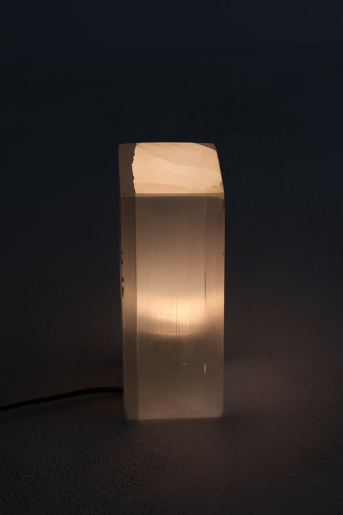 Selenit Doğal Taş Diktörtgen Lamba