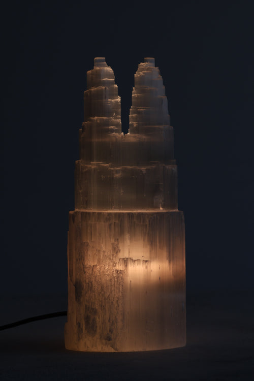 Selenit Doğal Taş İkili Lamba