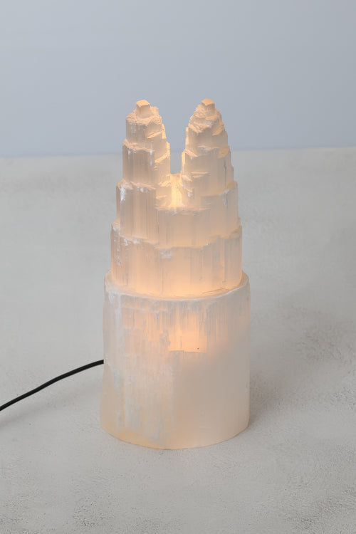 Selenit Doğal Taş İkili Lamba