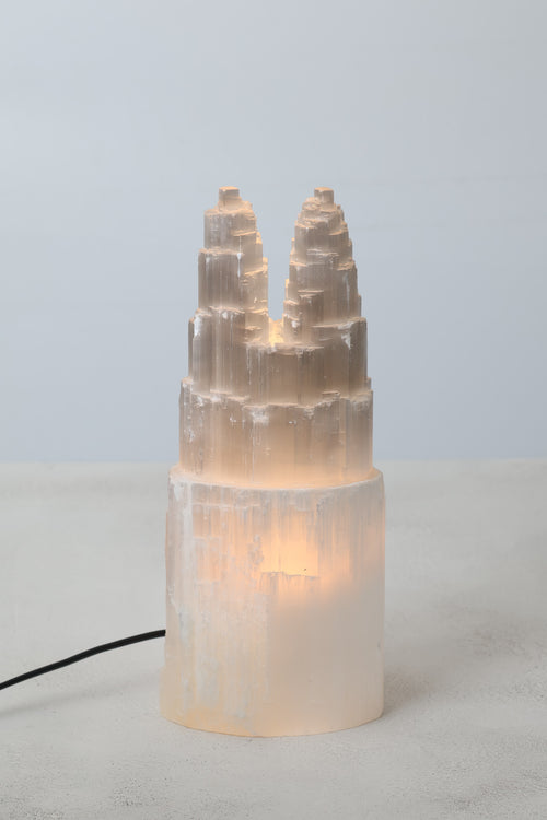 Selenit Doğal Taş İkili Lamba