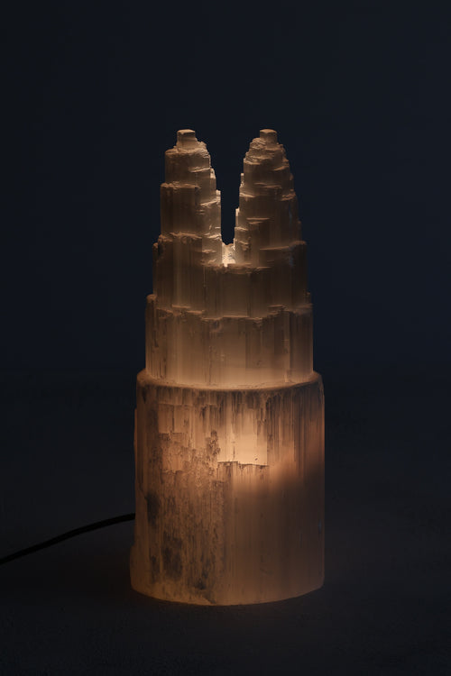 Selenit Doğal Taş İkili Lamba