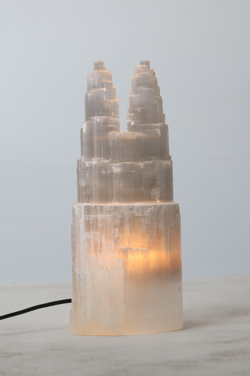 Selenit Doğal Taş İkili Lamba