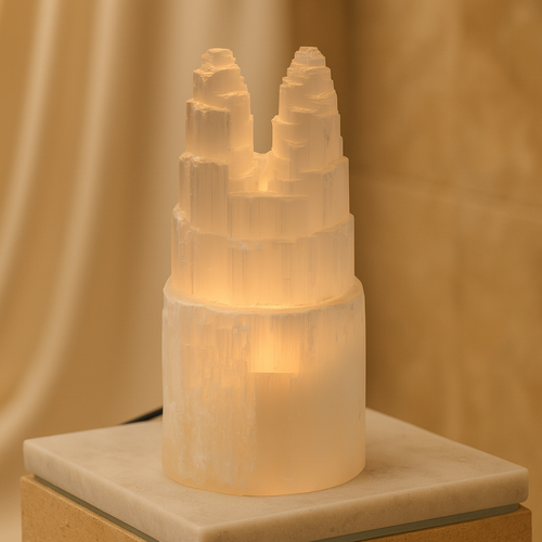 Selenit Doğal Taş İkili Lamba