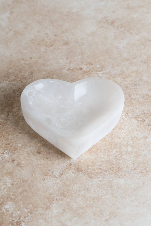 Selenite Natural Stone Heart Plate