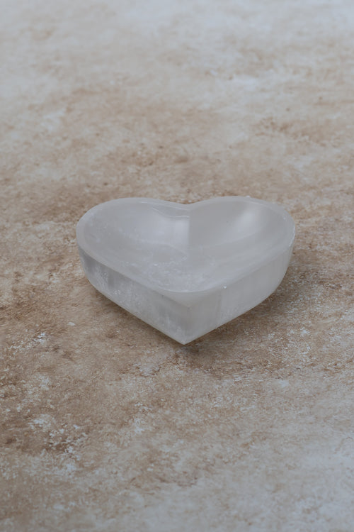 Selenite Natural Stone Heart Plate