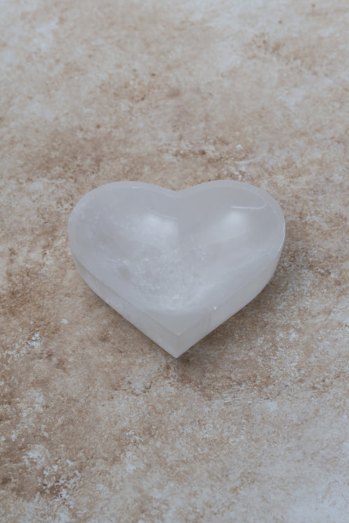 Selenite Natural Stone Heart Plate