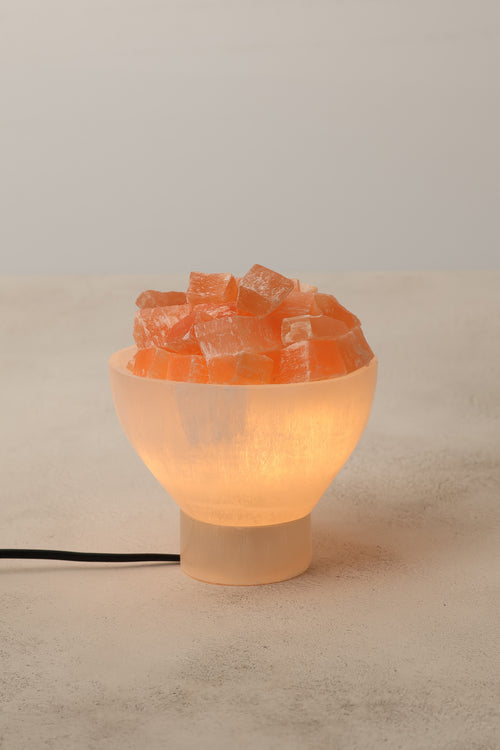 Selenit Doğal Taş Kase Lamba