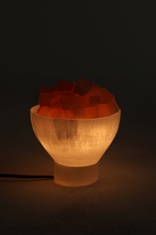 Selenit Doğal Taş Kase Lamba