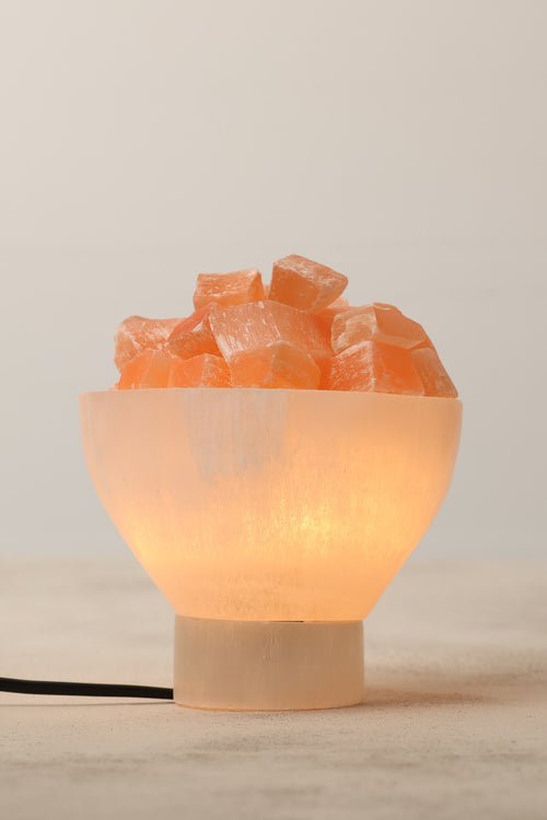 Selenit Doğal Taş Kase Lamba
