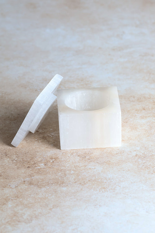 Selenite Natural Stone Cube Box