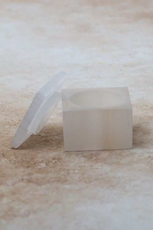 Selenite Natural Stone Cube Box