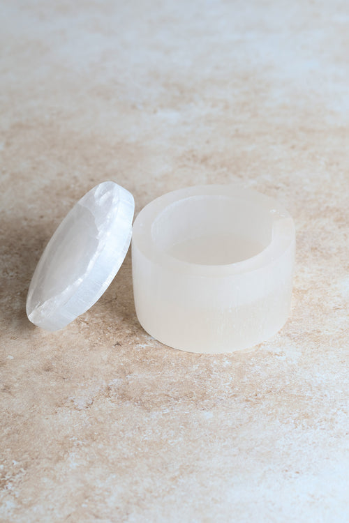 Selenite Natural Stone Cylinder Box