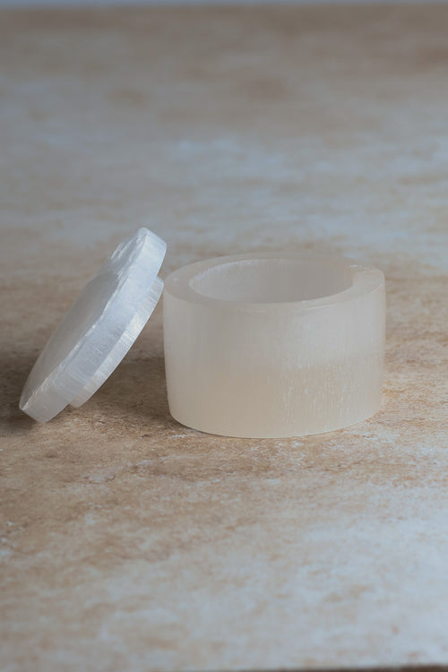 Selenite Natural Stone Cylinder Box