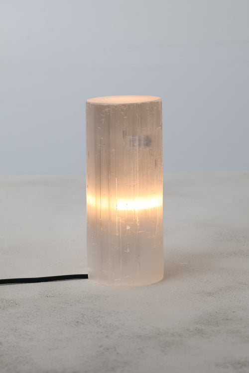 Selenit Doğal Taş Silindir Lamba