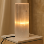 Selenit Doğal Taş Silindir Lamba