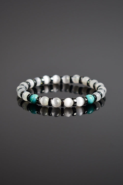 Selenite - Turquoise Turquoise - Hematite Natural Stone Unisex Bracelet