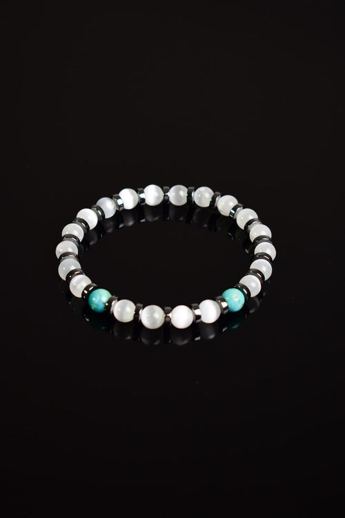 Selenite - Turquoise Turquoise - Hematite Natural Stone Unisex Bracelet