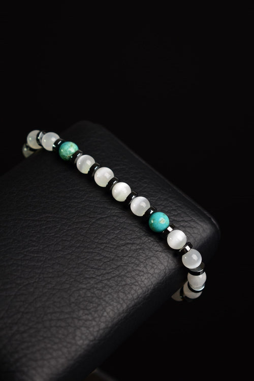Selenite - Turquoise Turquoise - Hematite Natural Stone Unisex Bracelet