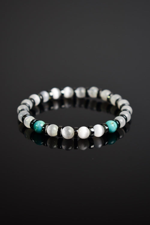 Selenite - Turquoise Turquoise - Hematite Natural Stone Unisex Bracelet