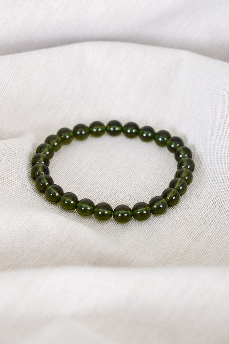 Sertifikalı A+ Moldavite Doğal Taş 6 mm Bileklik - Görsel 3 - Safnaturel
