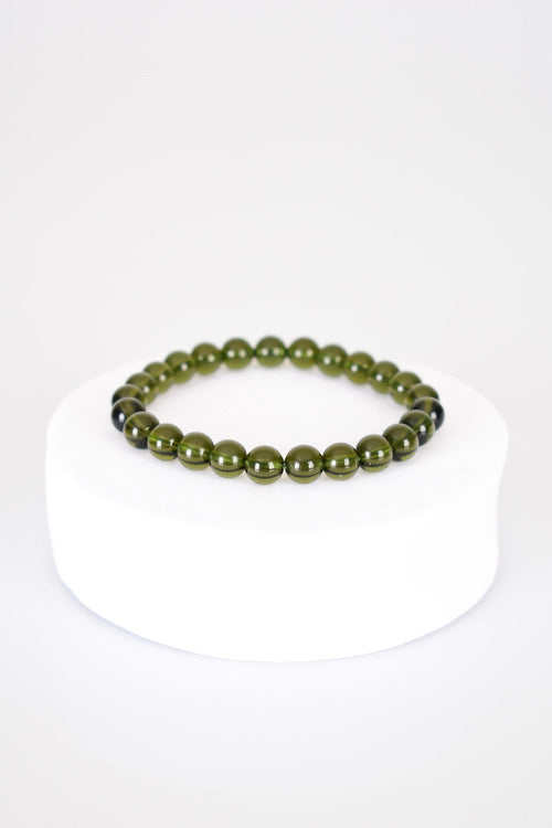 Sertifikalı A+ Moldavite Doğal Taş 6 mm Bileklik