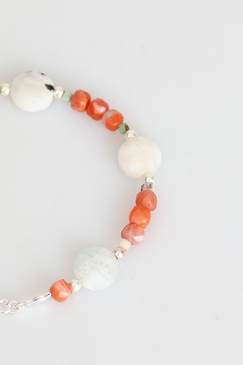 Sertifikalı Akik - Ay Taşı Doğal Taş Gümüş Kapama Bileklik (Yeni Yaz Sezonu)