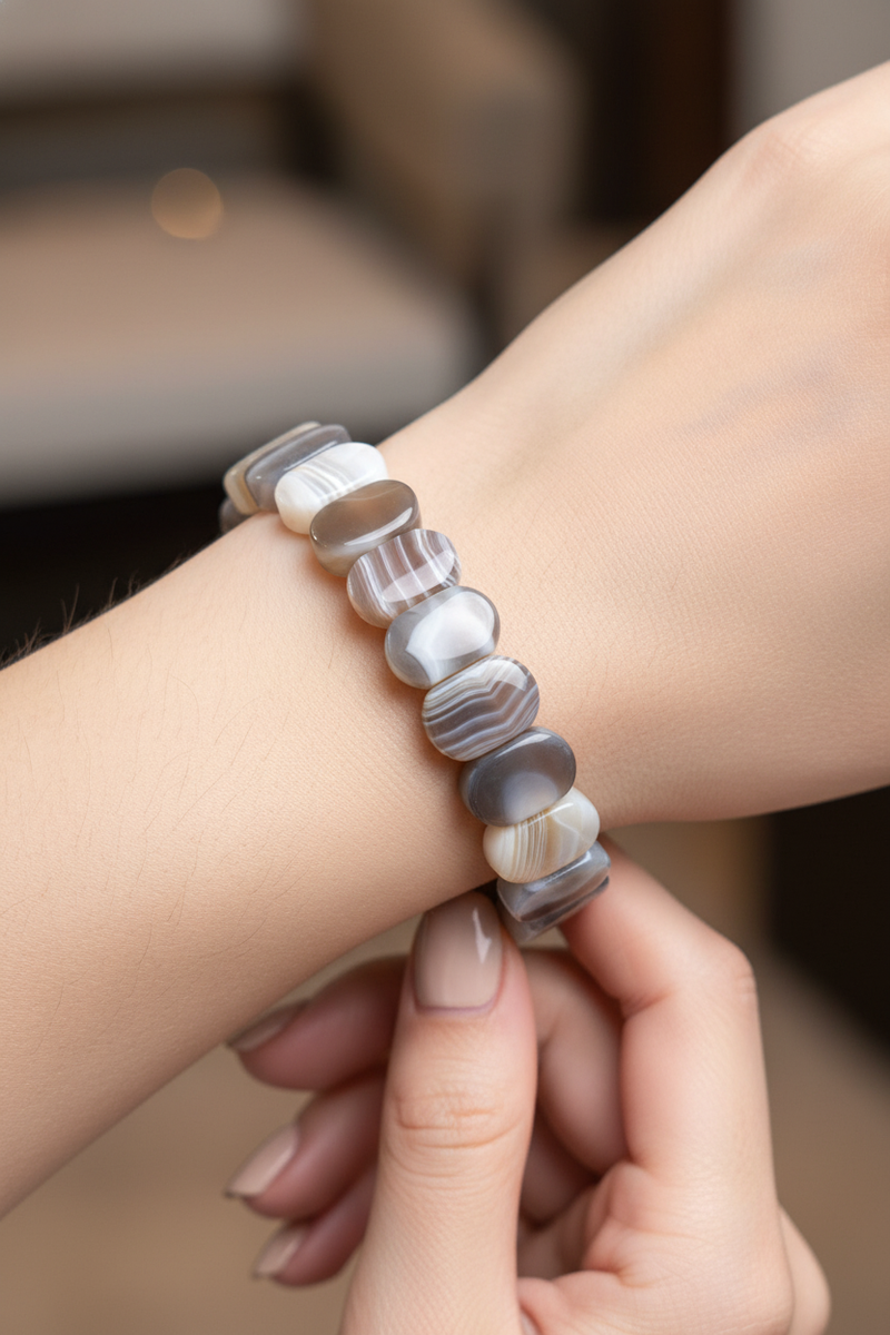 Sertifikalı Akik Botswana Doğal Taş Bileklik – Özel Rolex Kesim - Görsel 2 - Safnaturel