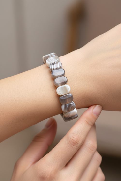 Sertifikalı Akik Botswana Doğal Taş Bileklik – Özel Rolex Kesim