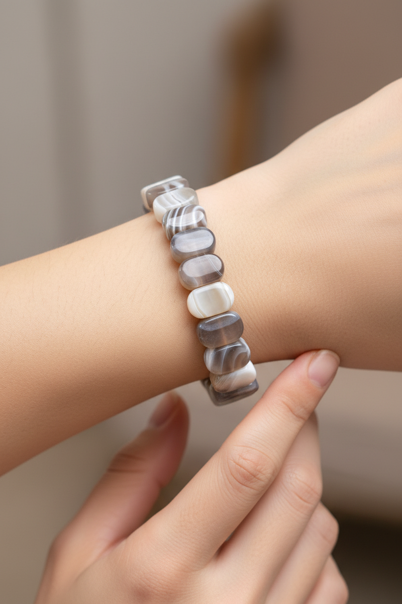Sertifikalı Akik Botswana Doğal Taş Bileklik – Özel Rolex Kesim - Görsel 1 - Safnaturel