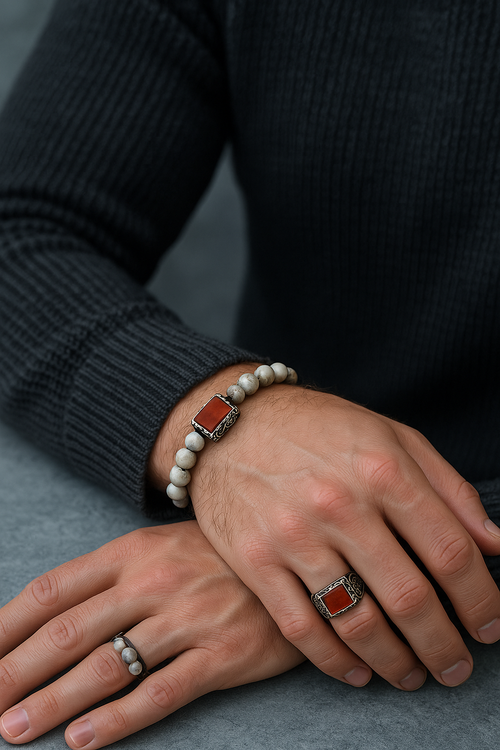 Sertifikalı Akik Doğal Taş 925 Ayar Gümüş Erkek Yüzük