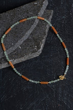 Sertifikalı Akuamarin, Turuncu Aventurin Gümüş Kapama Doğal Taş Kolye