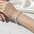 Sertifikalı Akuamarin  Doğal Taş Bileklik 4 mm