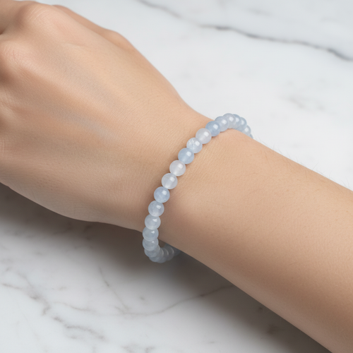 Sertifikalı Akuamarin Doğal Taş Bileklik 6 mm