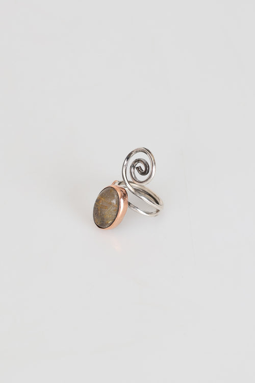 Certified Gold Rutile Quartz Natural Stone 925 Sterling Silver Ring