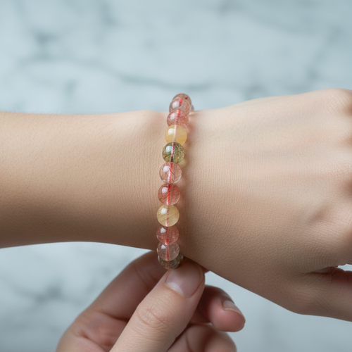 Sertifikalı Altın Rutilli Kuvars-Doğal Taş Bileklik 8mm