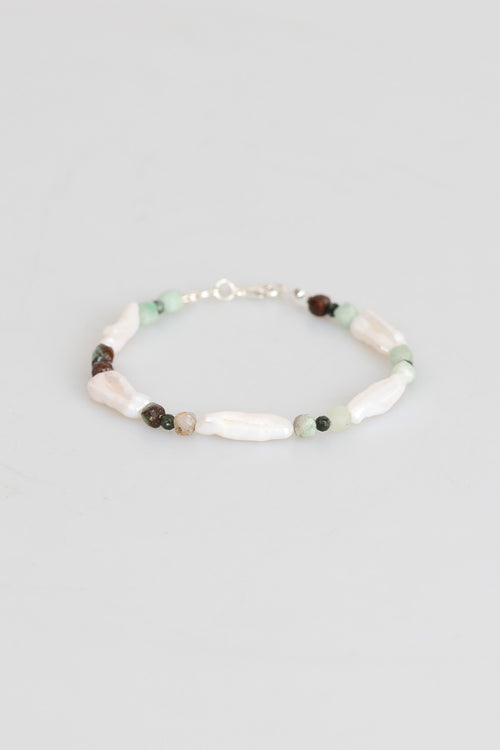 Sertifikalı Amazonit - Afrika Turkuaz - İnci Doğal Taş Gümüş Kapama Bileklik (Yeni Yaz Sezonu)