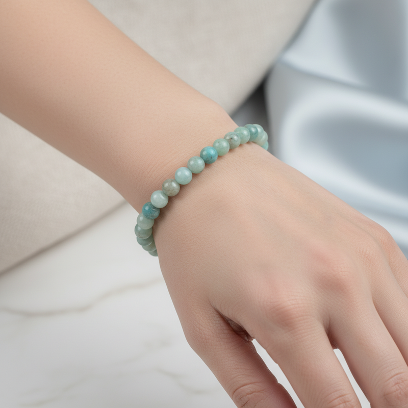 Sertifikalı Amazonit Doğal Taş Bileklik 6mm - Görsel 2 - Safnaturel
