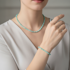 Certified Amazonite Natural Stone Necklace and Bracelet Set 4 mm
