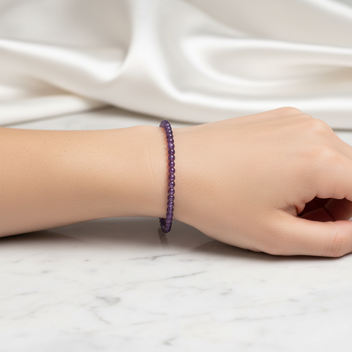 Sertifikalı Ametist Doğal Taş Bileklik 4 mm